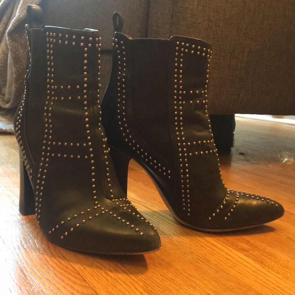 Vince Camuto Basila Studded Black Leather Booties